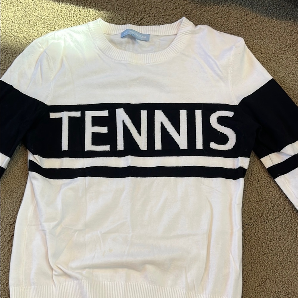 ANTONIO MELANI White and Black Crew Neck Sweater